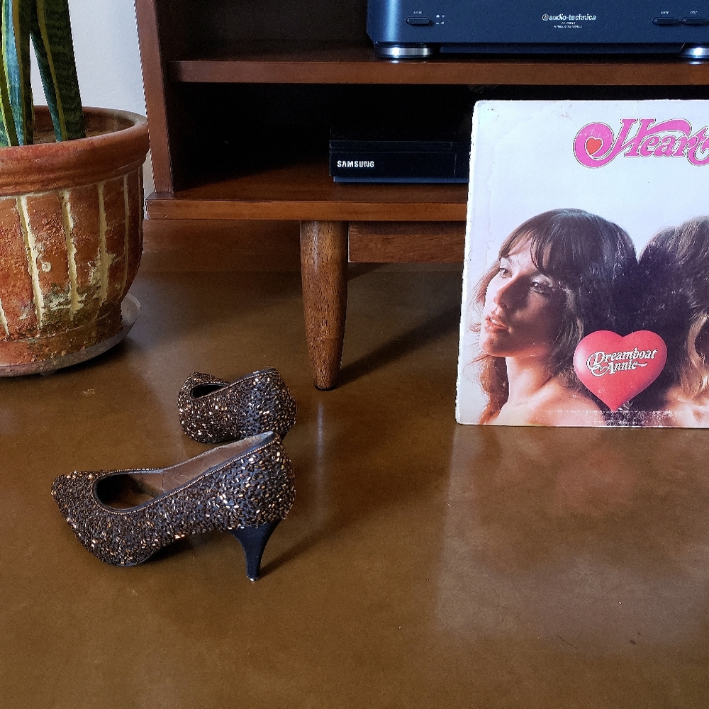 Vintage 70's/80's 6.5 Impo brand glam beaded heels